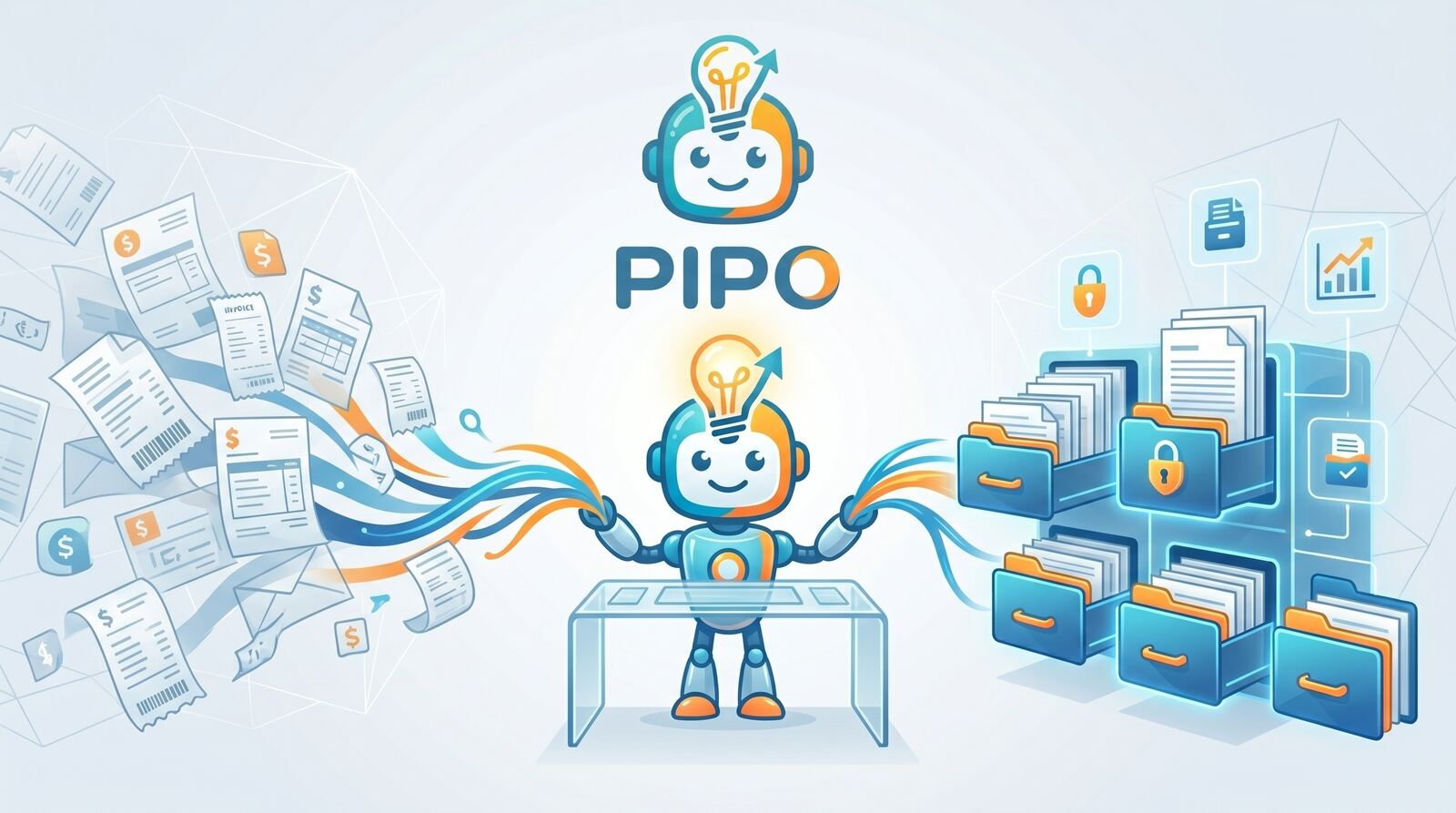 Mascota de Pipocompany automatizando el flujo de documentos e integraciones entre sistemas